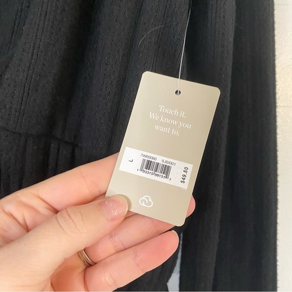 Lucky Brand black blouse with long sleeves. flattering V-neckline - Picture 5 of 5